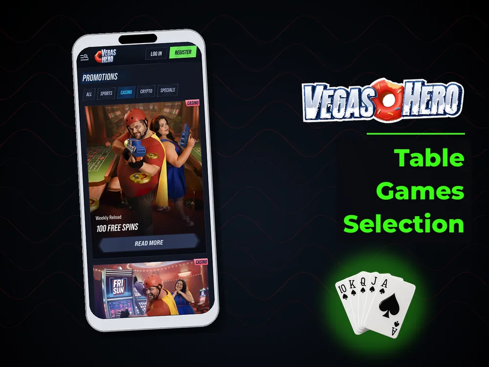 Vegas Hero - Table Games Selection