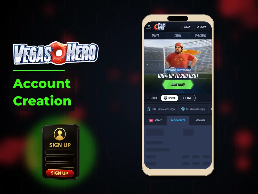 Vegas Hero - Account Creation